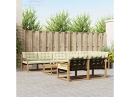 Vidaxl Conjunto De Sofás Para Exterior 9 Pcs Branco E Creme