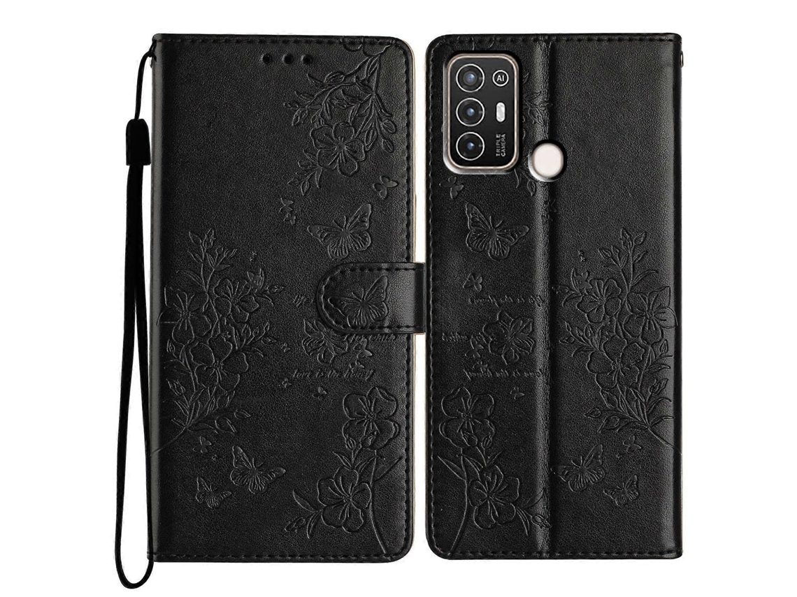 Capa De Couro Para Celular Com Borboletas E Flores
