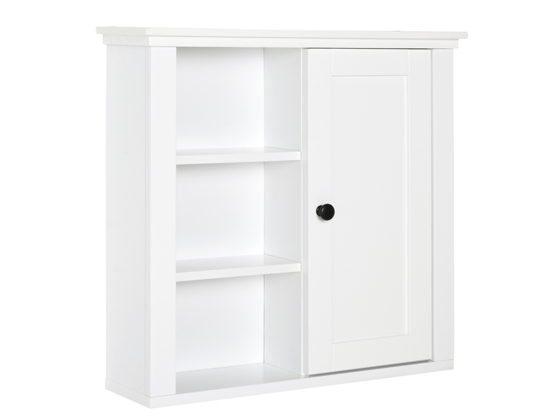 Armário de banheiro de parede, com 3 prateleiras abertas e 1 porta, ajustável, 53x14.5x50.5cm, branco, BTFORUS