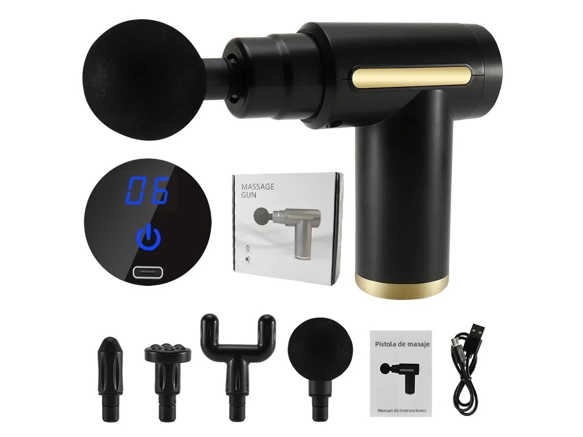 Pistola de Massagem Muscular com Tela Led para Fáscia, Massageador Muscular de Tecido Profundo MDUG (preto)