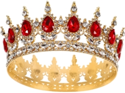 Acessório De Cabelo Vermelho Ciieeo Para Casamento, Coroa De Strass Para Mulheres, Tiara Elegante Para Vestido.