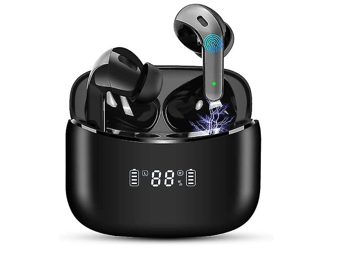 Auriculares Estéreo Sem Fio Controles Lcd Horas Duração Embutido Carregamento Yizhood Bluetooth Preto