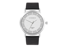 Relógio de Pulso Quartz para Mulheres e Homens com Cinta de Couro Pu Estilo Casual Branco Preto