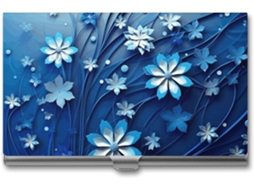 Porta de Visita Fino e Azul em Formato Mini Flor Leve Organizador
