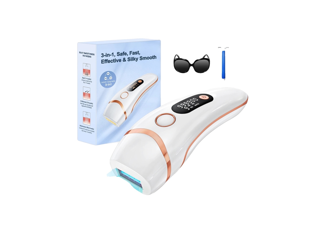 Epilador, Remoção De Cabelo Sem Dor, Níveis De Energia Ajustáveis, Branco, Plugue Eu