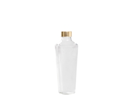 Garrafa Prática De Vidro Borossilicato Transparente Com Decoração De Ranhuras Verticais, Design Elegante Para Mesa, Acessório Versátil E Funcional.