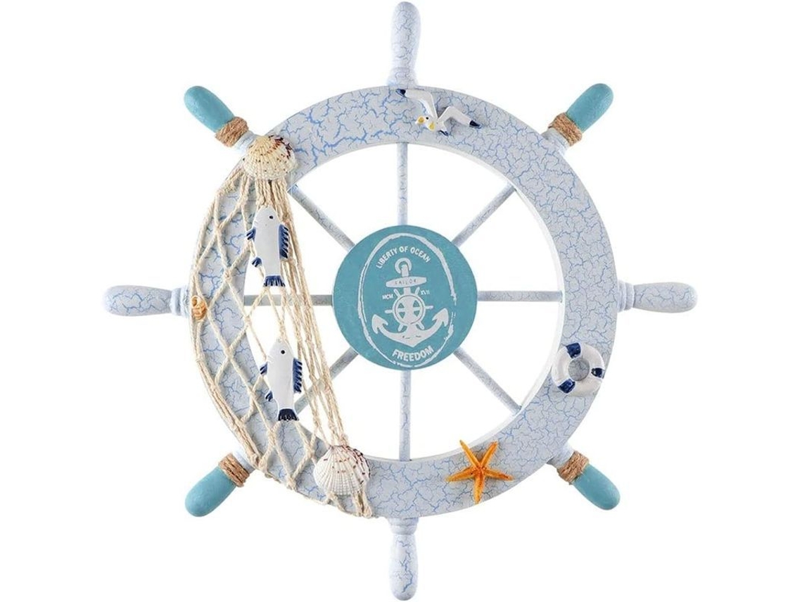 Volante De Barco De Madera, 28 Cm Decoración Náutica De Timón Para Pared