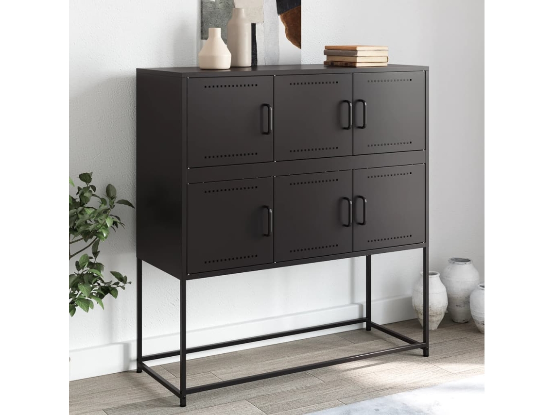 Vidaxl Aparador 100,5x39x107 Cm Aço Preto
