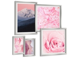 Composição De Quadros Montanhas Abstratas, Sol Moldura Prateada Imagens Para Um Quarto Infantil Espelharte (conjunto De 5 Imagens)