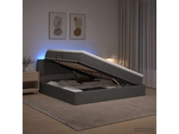 Vidaxl Cama De Armazenamento Led Com Colchão Cinzento-escuro
