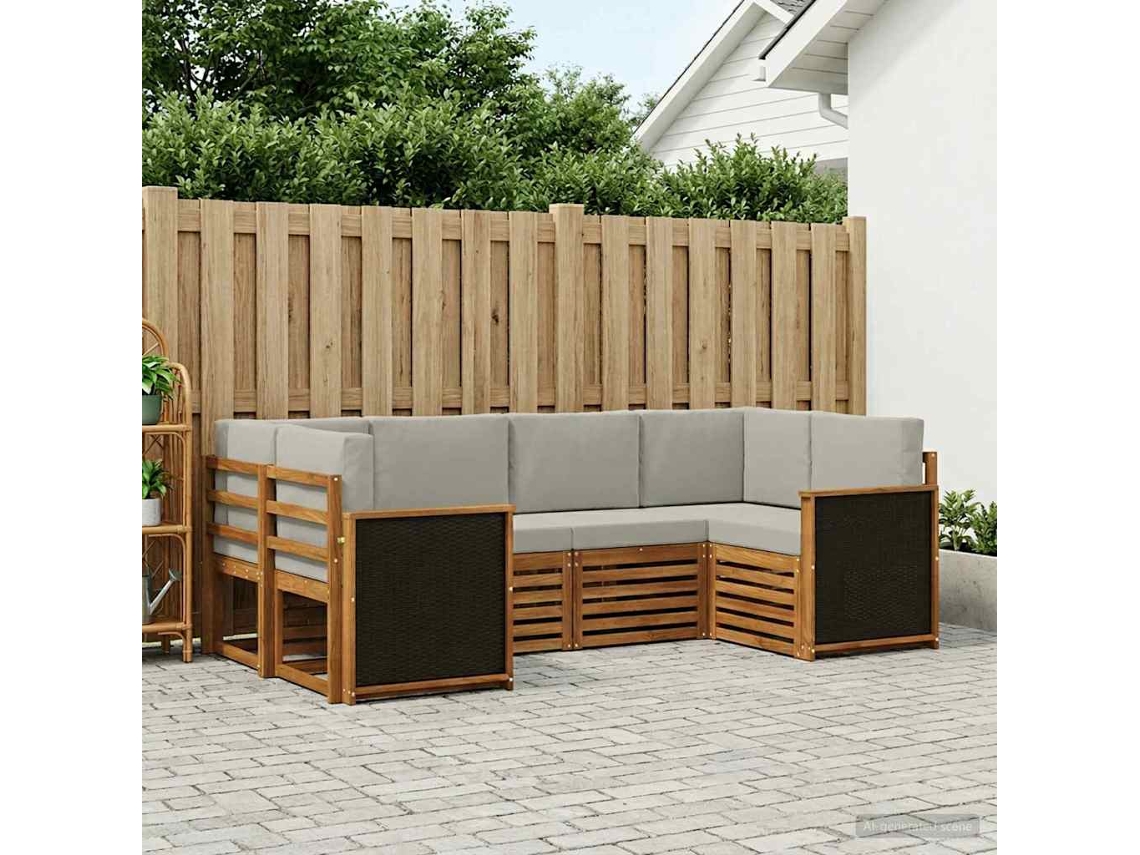 Vidaxl Conjunto De Sofá Sectional Com Almofada 5 Pcs