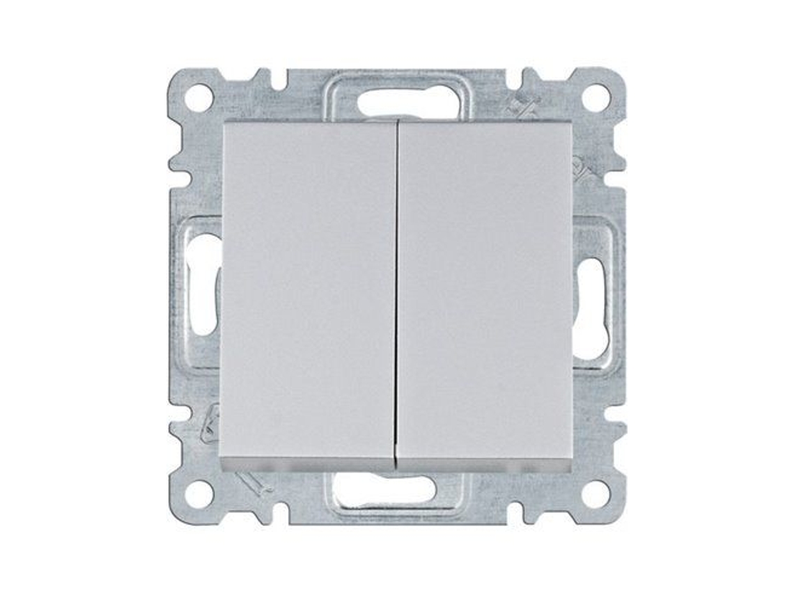 Luz | Interruptor Duplo Prateado Wl0042 Hager