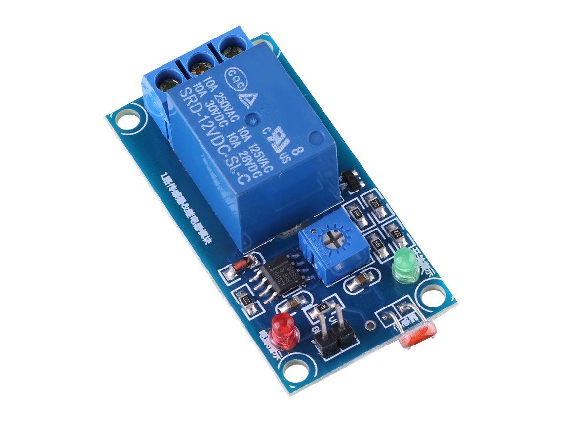 Módulo de Relé com Sensor de Luz LDR Fotoresistor Interruptor Controlador Estável 12v