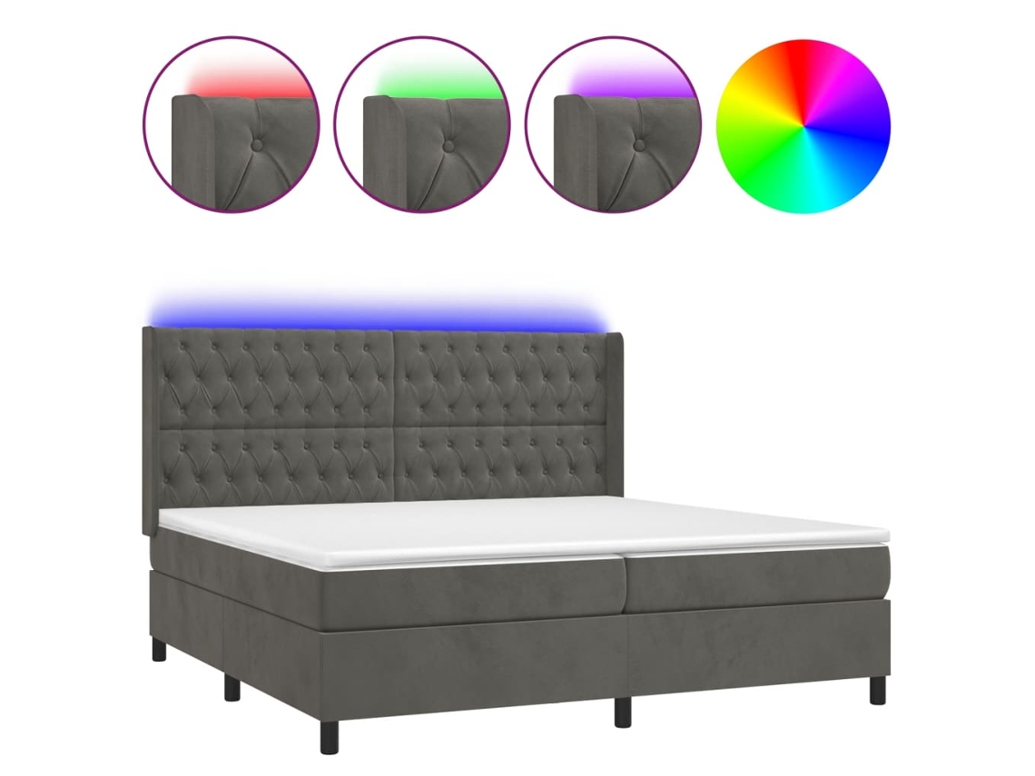 Box Spring Bed, Box Spring Beds Vidaxl Cinzeto Veludo (200 X 200 Cm)