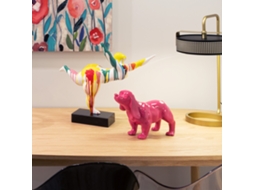 Figura Decorativa Cocker Spaniel De Poliresina 37X14X25 Cm Rosa