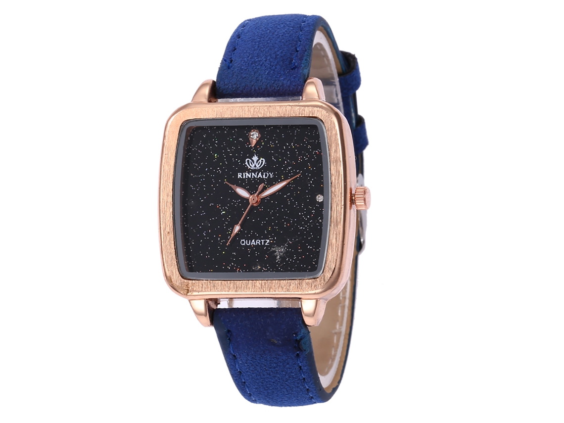 Relógio de Pulso de Quartzo com Pulseira de Couro Pu Esfera Quadrada Fashion Royalblue
