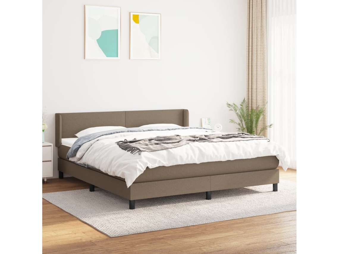 Vidaxl Cama com Molas/colchão 180x200 Cm Tecido Castanho acinzentado
