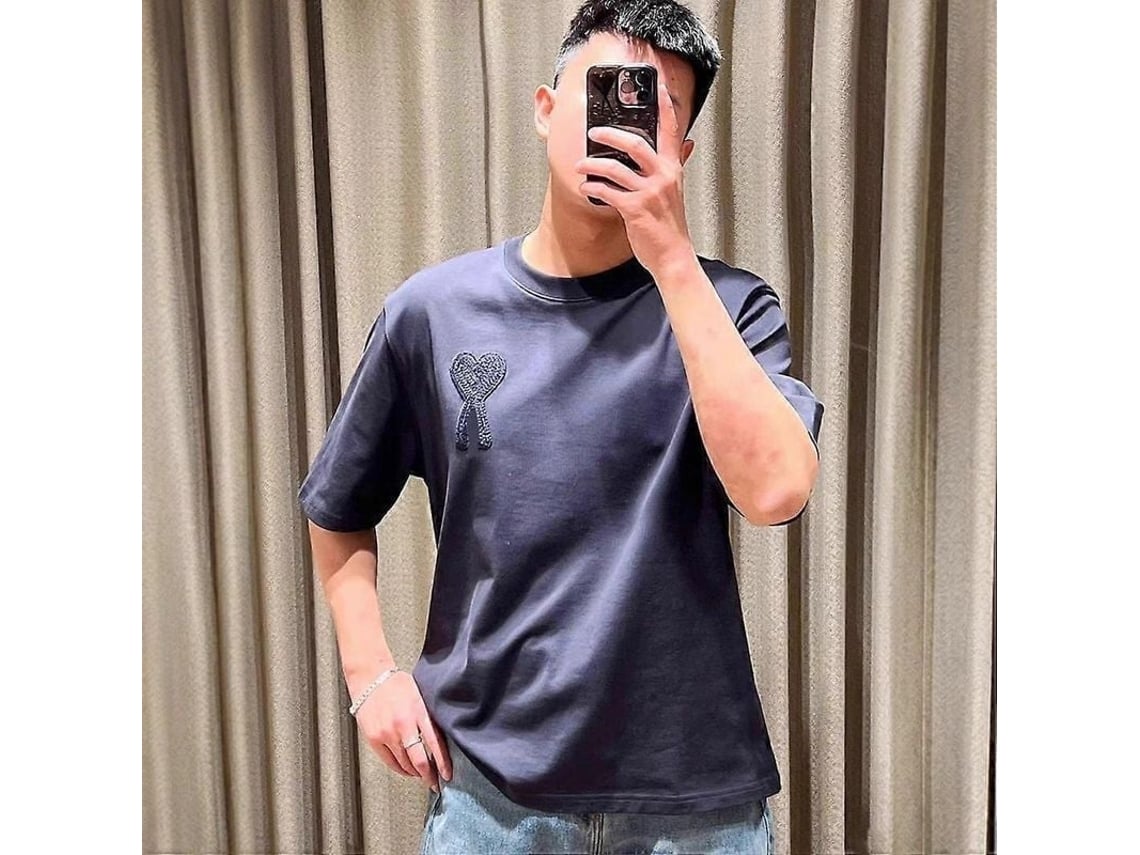 2026 camiseta de Verão Ami Kms Love Manga Curta Algodão Casual Solta Unissex 65cm