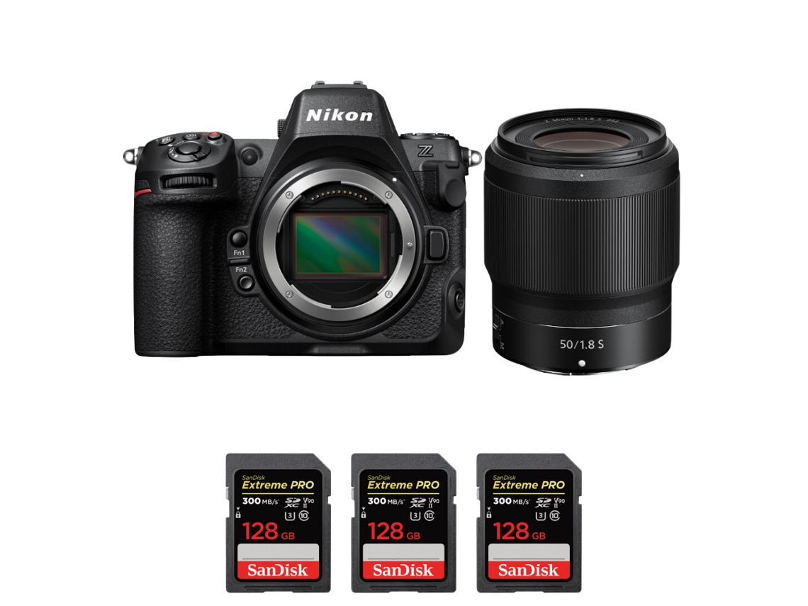Z8 + Z 50mm F/1.8 S + 3 Sandisk 128gb Uhs ii 300mb/s Máquina Fotográfica Híbrida Full frame + Ebook “20 Dicas para Fotos Que Impressionam” NIKON