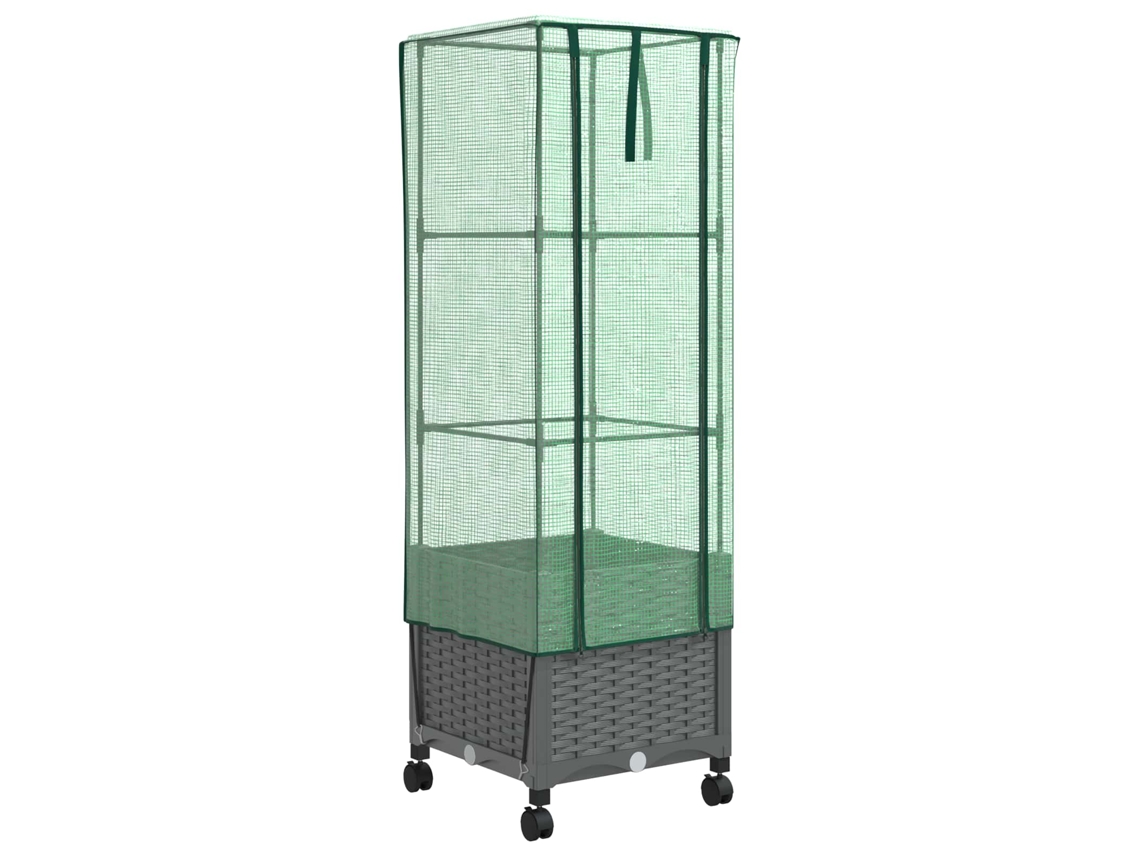 Conjunto 1 Vaso De Jardim Vidaxl Cinzento-claro Polipropileno (40 X 40 X 145 Cm)