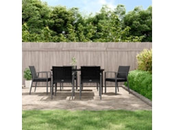 Conjunto 7 Peças Jantar P/ Jardim C/ Almofadões Vime Pe E Aço Dkd Home Decor