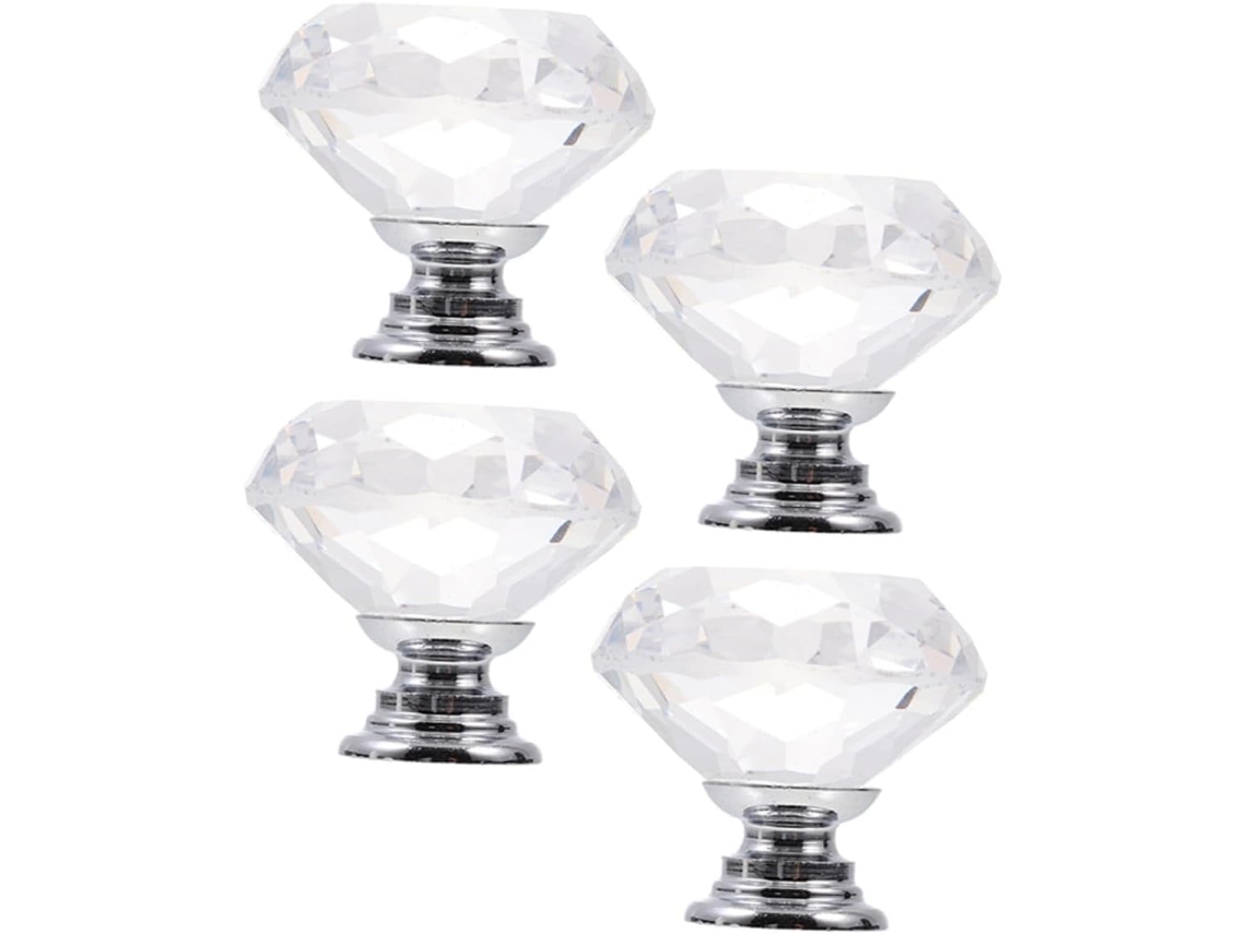 Conjunto De 4 Puxadores Gaveta Elegantes Em Cristal Transparente Popetpop Com Design Exclusivo E Instalação Furo Único