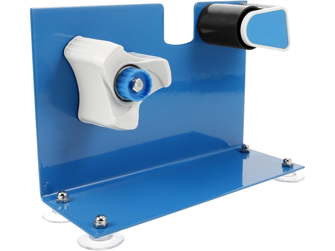 Dispensador de fita adesiva Stobok com estrutura de ferro e base de sucção, compatível com fitas de 5 cm de comprimento.
