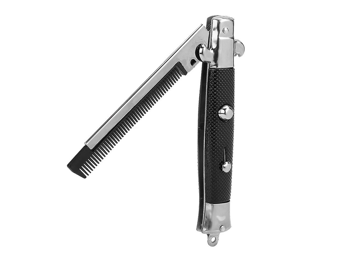 Pente De Bolso Dobrável Para Cabelo E Barba Com Botão Automático