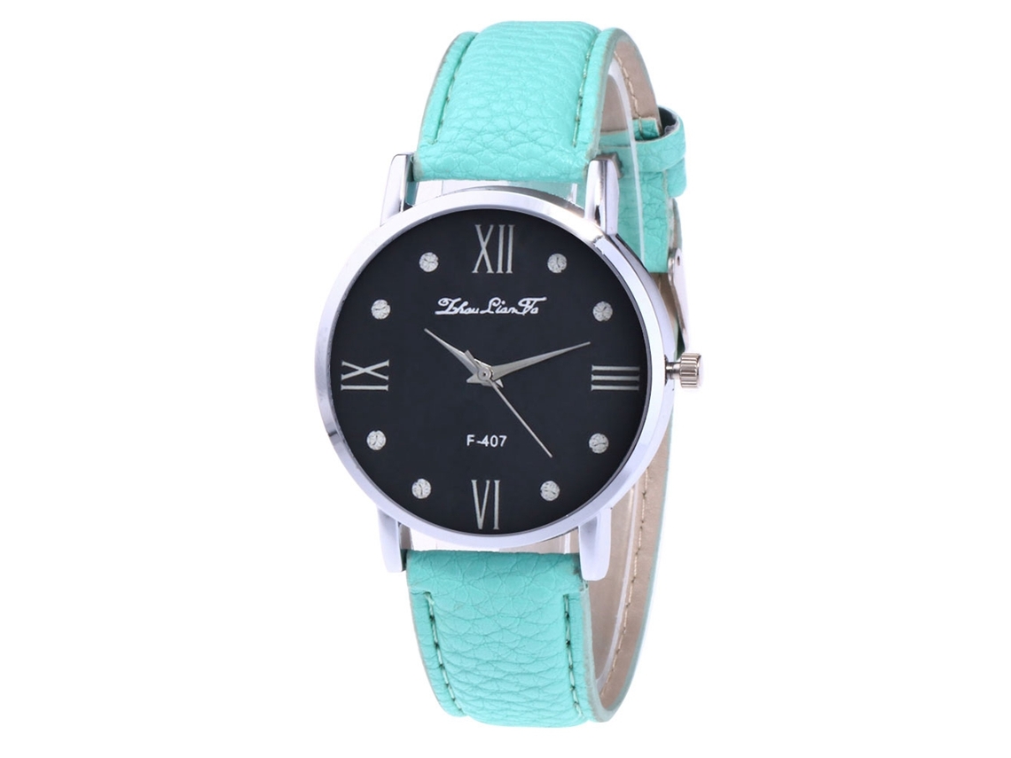 Relógio de quartzo unissex casual Zhoulianfa com pulseira de couro (verde menta)