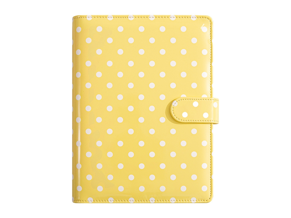 A5 Loose Leaf Spotted Yellow Financial Ledger Notebook, Multi Card Slots Budget Planner Journal For Work Recording