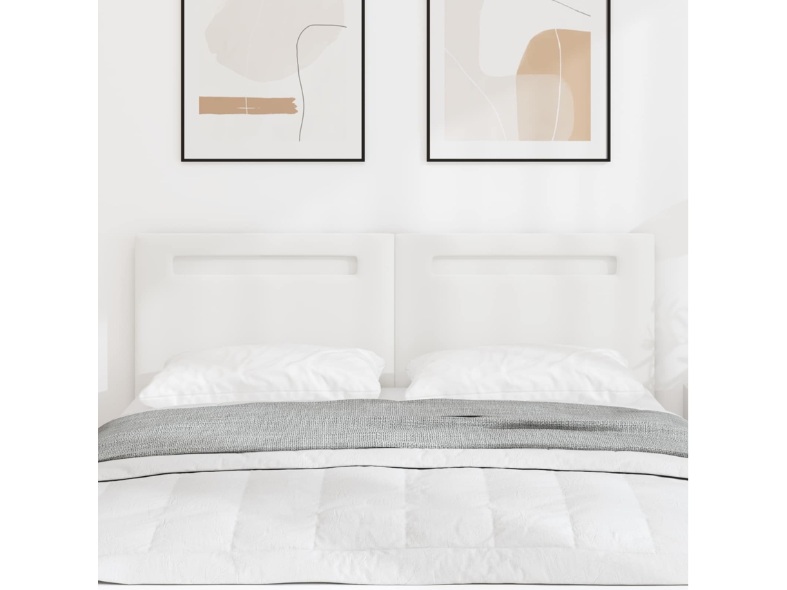 Vidaxl Cabeceira Led Branco 144 Cm Couro Sintético