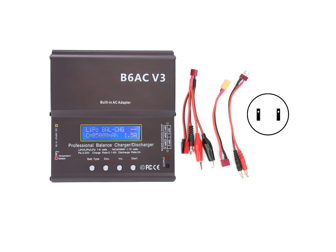 Carregador de balanceamento inteligente de 80 W para baterias Ni-MH e Ni-Cd, modelo B6acv3.