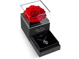 Colar Love Com Rosa Vermelha - Presentes Românticos Para Ela No Aniversário Dia Dos Namorados Aniversário