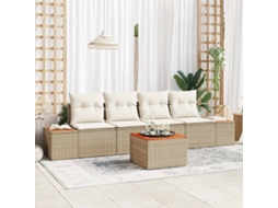 Vidaxl Conjunto De Sofá De Jardim 5 Unid. Bege Rattan Sintético