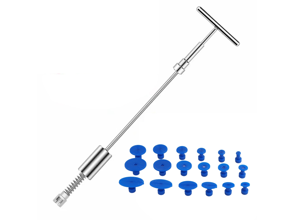 Ferramenta De Reparo De Amassados Para Veículos Kit De Puxador De Chapa Manual Profissional Com Vara T E 18 Extraidores Azuis