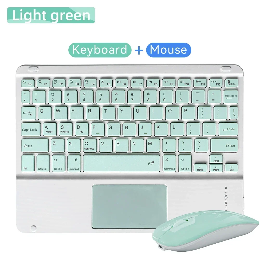 Teclado Sem Fio Bluetooth Recarregável Verde Claro para Android, Ios e Windows MDUG (coreano e Inglês)
