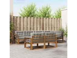 Vidaxl Conjunto De Sofás Para Exterior 7 Pcs Natural E Cinzento-claro