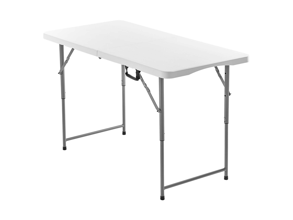 Mesa Dobrável S/MARCA de plástico para buffet, portátil, ajustável em altura, com alça, festas, piqueniques, camping, branca