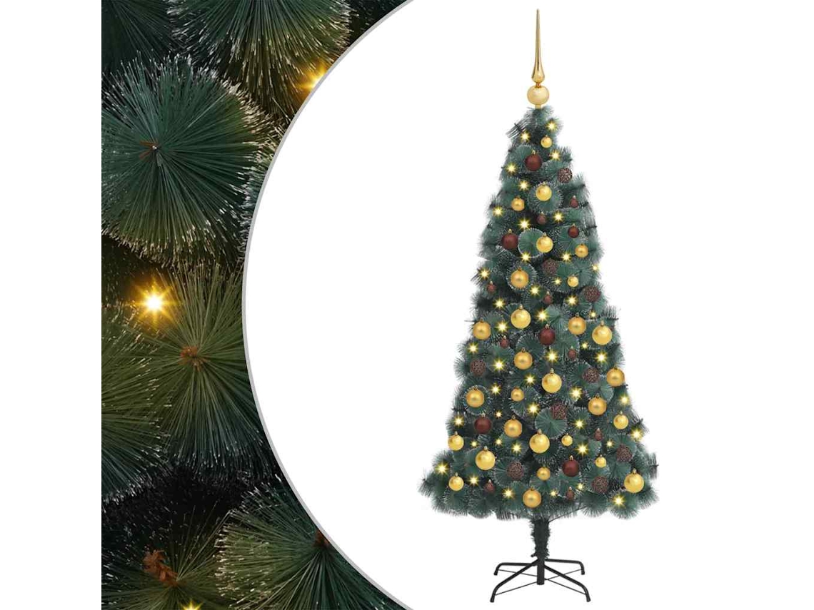 Vidaxl Árvore De Natal Artificial Pré-iluminada Com Conjunto De Bolas