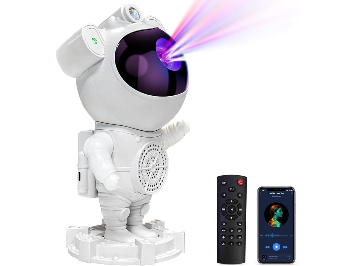 Projetor Starlight Galaxy com alto falante Bluetooth, lâmpada decorativa de quarto com tema de lua e estrelas