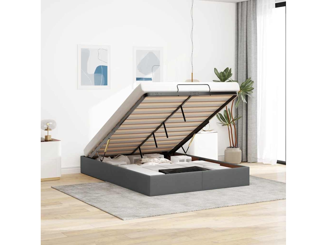 Vidaxl Estrutura De Cama Otomana Sem Colchão 140x200cm Cinzento-escuro
