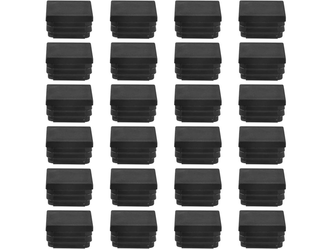 24 Tampas De Extremidade Quadradas Com Nervuras, Em Plástico, 30 Mm,