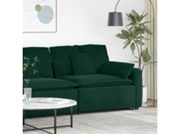 Vidaxl Módulo De Extremidade De Apoio De Braço Para Sofá Modular Com Almofadas, Verde Escuro, 100 Cm
