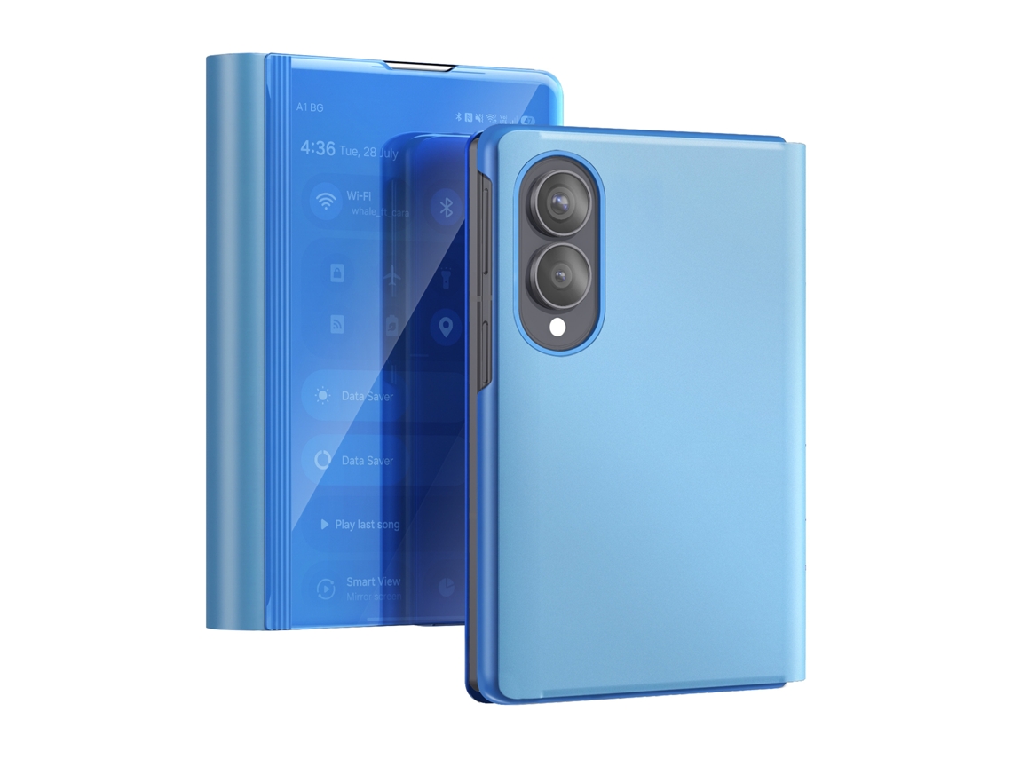 Capa Tipo Livro Espelho Para Galaxy Z Fold8 Efeito Couro Com Suporte