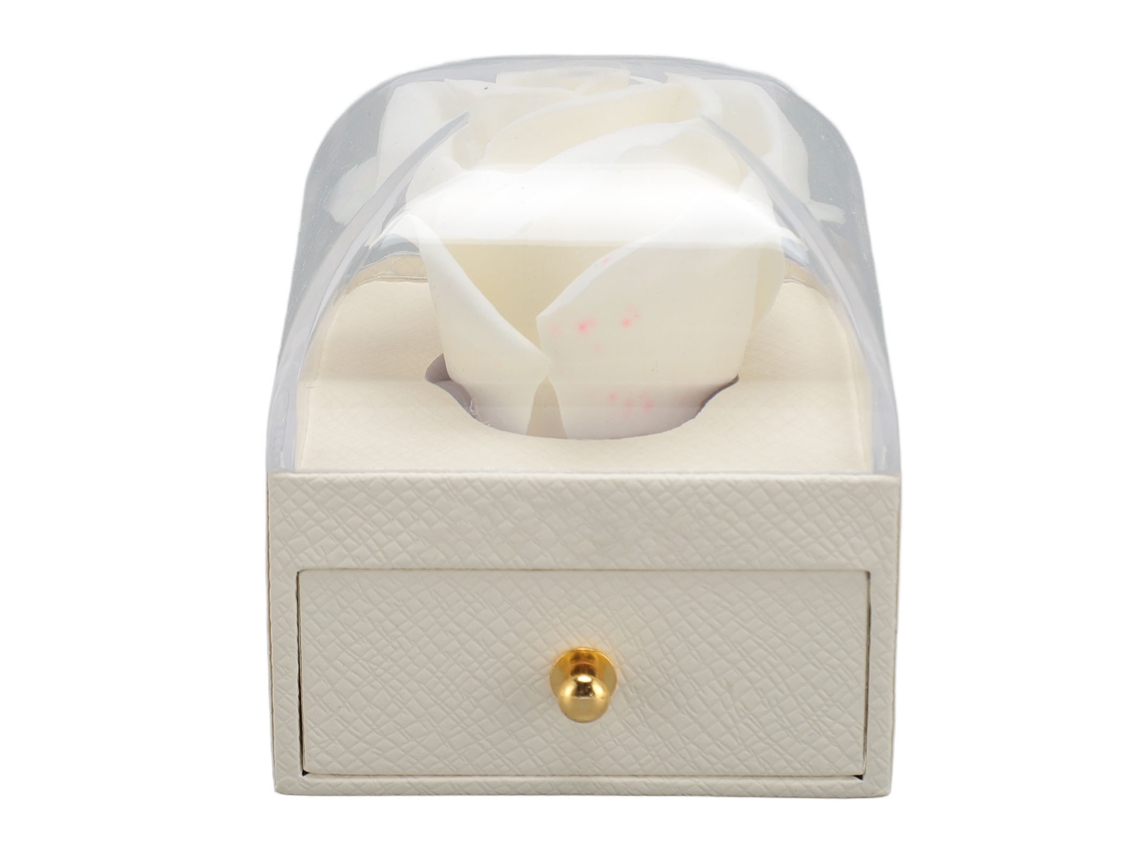 Caixa de Anel Rose Velvet para Noivado Casamento Branco