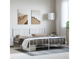 Vidaxl Estrutura De Cama Com Cabeceira E Pés 193x203 Cm Metal Branco