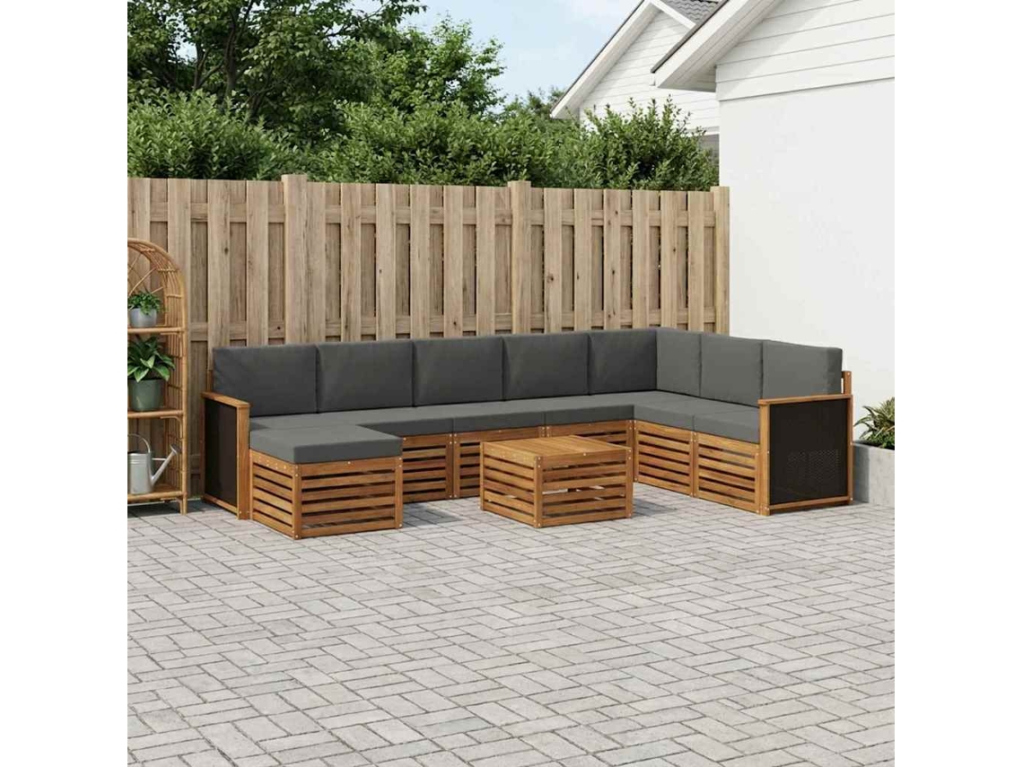 Vidaxl Conjunto De Sofás Para Exterior 7 Unid. Natural E Antracite