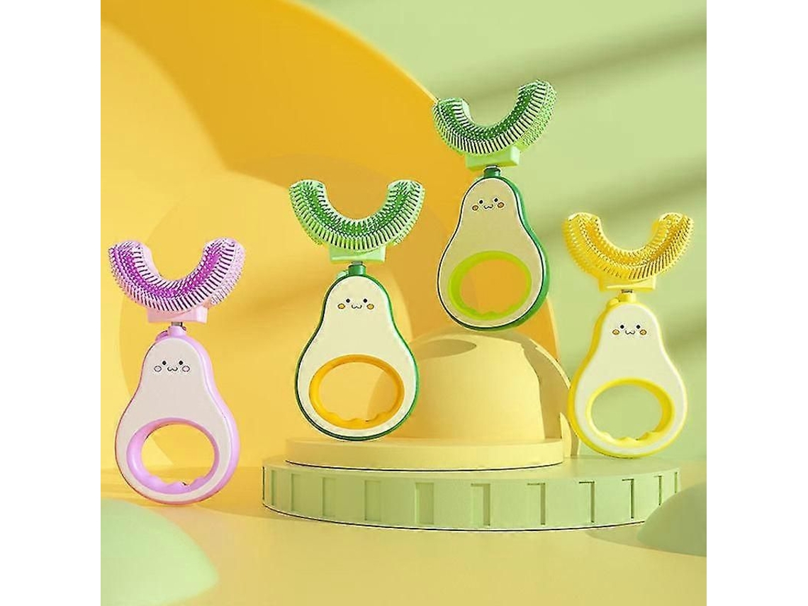 Escova de Dentes Infantil Silicone em Formato U com Abacate, Ferramenta Higiene Bucal para Bebês e R Ecém nascidos 2 a 6 An GOKOCO