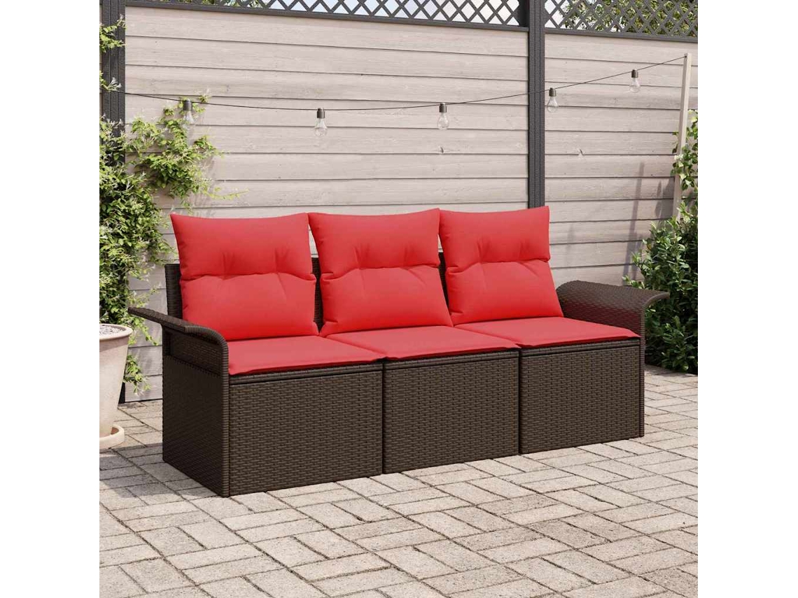 Vidaxl Conjunto De Sofás 3 Unid. 3-número De Lugares Marrom E Vermelho