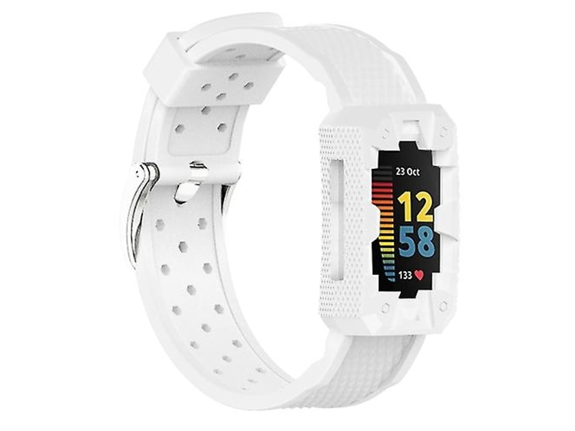 Lurelia Pulseira Fitbit Charge 5, De Silicone Integrada, Branca